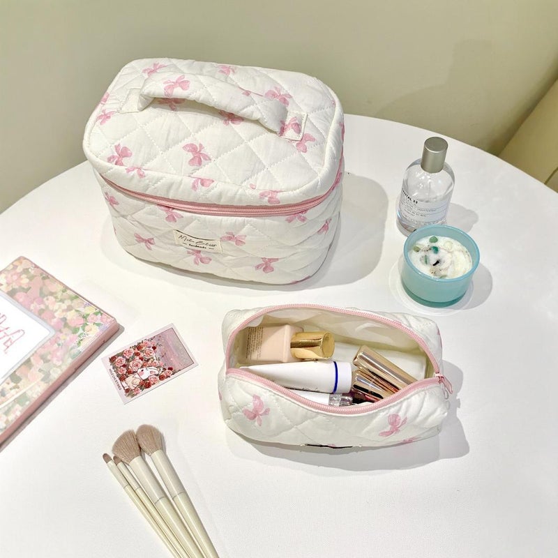 Minimalist Bowknot Travel Portable Makeup Bag, Large Capacity, High-End Feel, High Aesthetic Value, Storage - Image 5
